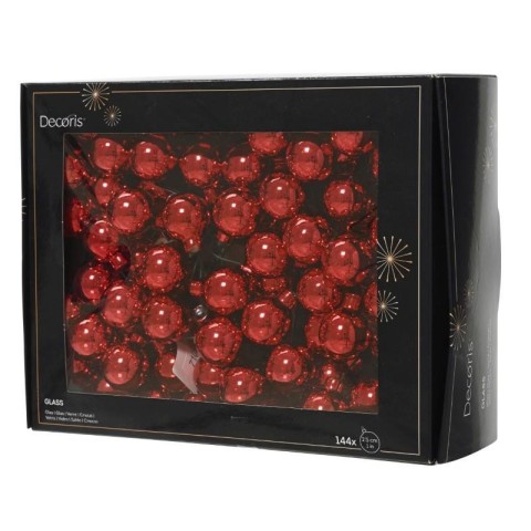 BOX 144 MINI SFERE VETRO ROSSO D.2.5